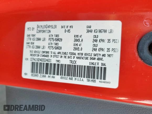 ✅ 2006 Dodge 1500 SLT • VIN: 1D7HU18246S524631 • Lot: 91220135. Wystawiony na Copart z przebiegiem 160 134 mil. Bezpłatny archiwum sprzedaży aukcyjnych z USA i szczegółowy raport historii pojazdu na DreamBid. Zdjęcie 12.
