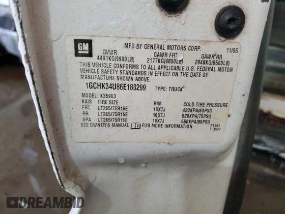 ✅ 2006 Chevrolet Silverado 3500 SRW Wrk Trk • VIN: 1GCHK34U86E180299 • Lot: 44511315. Listed on Copart with 307,551 mi. Free auction sales archive from the USA and detailed vehicle history report at DreamBid. Image 12.