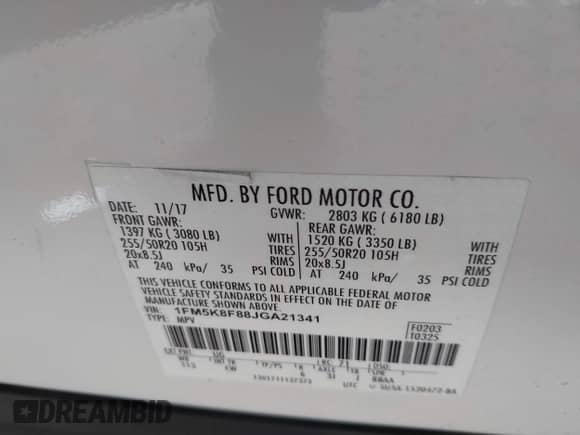 2018 Ford Explorer Limited z VIN 1FM5K8F88JGA21341, wystawiony jako IAAI lot #43265806 z przebiegiem Nie podano mil oraz . Historia ofert i sprzedaży dostępna na DreamBid. Obrazek 9.