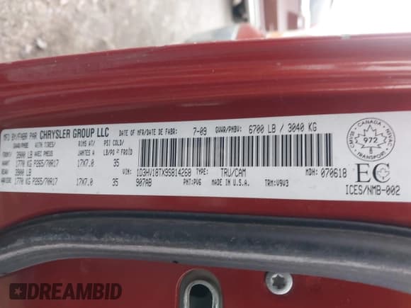 ✅ 2009 Dodge 1500 Sport • VIN: 1D3HV18TX9S814268 • Lot: 43888290. Listed on IAAI with 99,738 mi. Free auction sales archive from the USA and detailed vehicle history report at DreamBid. Image 9.