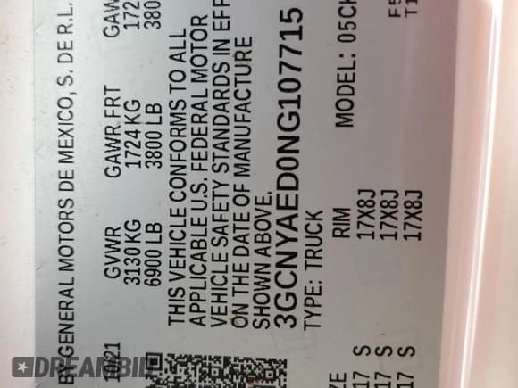 ✅ 2022 Chevrolet Silverado 1500 • VIN: 3GCNYAED0NG107715 • Лот: 45875255. Опубликован ранее на Copart с пробегом 86 590 миль. Бесплатный доступ к архиву аукционных продаж из США и подробный отчёт об истории автомобиля на DreamBid. Изображение 13.