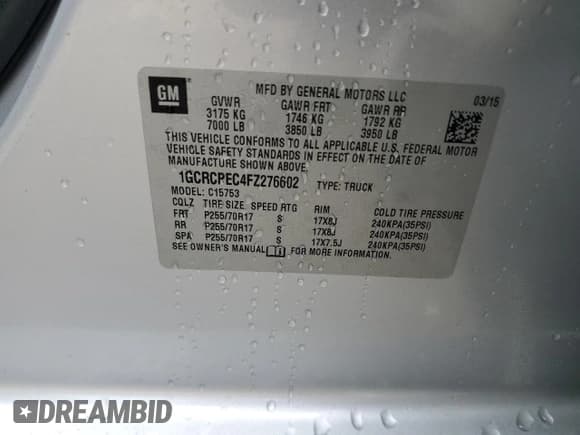 ✅ 2015 Chevrolet Silverado 1500 LS • VIN: 1GCRCPEC4FZ276602 • Лот: 69636834. Опубликован ранее на Copart с пробегом 67 714 миль. Бесплатный доступ к архиву аукционных продаж из США и подробный отчёт об истории автомобиля на DreamBid. Изображение 14.