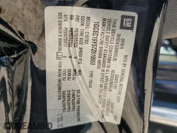 ✅ 2007 Chevrolet Silverado 1500 • VIN: 1GCEC19Y57Z619663 • Лот: 61538905. Опубликован ранее на Copart с пробегом 147 302 миль. Бесплатный доступ к архиву аукционных продаж из США и подробный отчёт об истории автомобиля на DreamBid. Изображение 12.