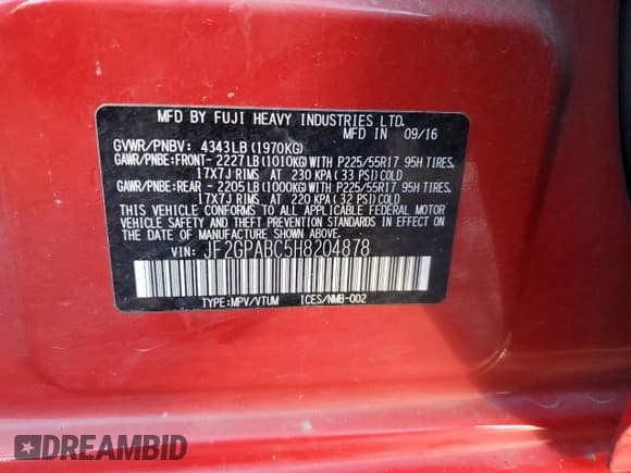 ✅ 2017 Subaru Crosstrek Premium • VIN: JF2GPABC5H8204878 • Lot: 93017045. Wystawiony na Copart z przebiegiem 64 966 mil. Bezpłatny archiwum sprzedaży aukcyjnych z USA i szczegółowy raport historii pojazdu na DreamBid. Zdjęcie 14.