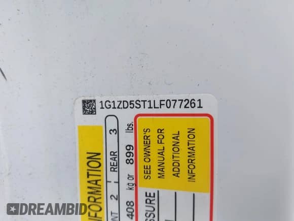 2020 Chevrolet Malibu LT with VIN 1G1ZD5ST1LF077261, listed as a IAAI auction lot 43397445 with Not provided miles and . Bid and sale history available at DreamBid. Image 9.