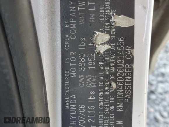 ✅ 2006 Hyundai Elantra GLS • VIN: KMHDN46D26U314556 • Lot: 69503805. Wystawiony na Copart z przebiegiem 116 131 mil. Bezpłatny archiwum sprzedaży aukcyjnych z USA i szczegółowy raport historii pojazdu na DreamBid. Zdjęcie 12.