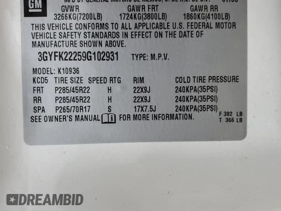 ✅ 2009 Cadillac Escalade EXT AWD 4dr • VIN: 3GYFK22259G102931 • Лот: 91798885. Опубликован ранее на Copart с пробегом 176 552 миль. Бесплатный доступ к архиву аукционных продаж из США и подробный отчёт об истории автомобиля на DreamBid. Изображение 12.