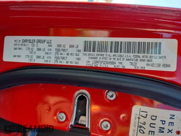 ✅ 2013 Ram 1500 SLT • VIN: 1C6RR7GP3DS609884 • Lot: 80553795. Listed on Copart with 218,868 mi. Free auction sales archive from the USA and detailed vehicle history report at DreamBid. Image 13.