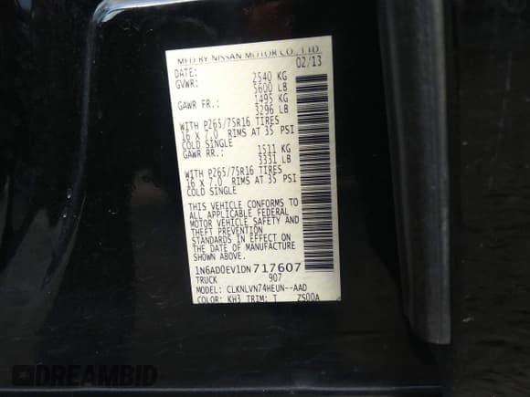 ✅ 2013 Nissan Frontier SL • VIN: 1N6AD0EV1DN717607 • Lot: 43197727. Listed on IAAI with 134,518 mi. Free auction sales archive from the USA and detailed vehicle history report at DreamBid. Image 9.