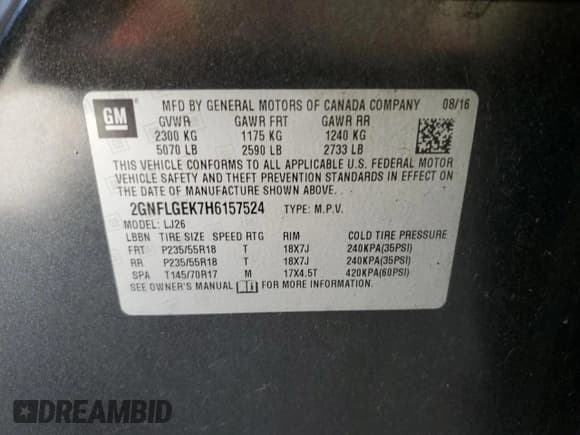 ✅ 2017 Chevrolet Equinox Premier • VIN: 2GNFLGEK7H6157524 • Лот: 73925584. Опубликован ранее на Copart с пробегом 60 744 миль. Бесплатный доступ к архиву аукционных продаж из США и подробный отчёт об истории автомобиля на DreamBid. Изображение 13.