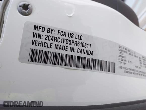 ✅ 2023 Chrysler Pacifica Touring • VIN: 2C4RC1FG5PR610811 • Lot: 43733563. Listed on IAAI with 55,492 mi. Free auction sales archive from the USA and detailed vehicle history report at DreamBid. Image 9.