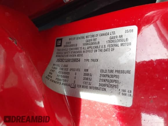 ✅ 2008 Chevrolet Silverado 1500 1LT • VIN: 2GCEC13J981298054 • Lot: 38374719. Listed on IAAI with Not provided. Free auction sales archive from the USA and detailed vehicle history report at DreamBid. Image 9.