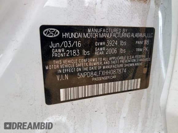 ✅ 2017 Hyundai Elantra SE • VIN: 5NPD84LFXHH087874 • Lot: 70935285. Listed on Copart with 113,007 mi. Free auction sales archive from the USA and detailed vehicle history report at DreamBid. Image 12.