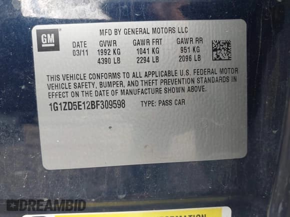 ✅ 2011 Chevrolet Malibu 2LT • VIN: 1G1ZD5E12BF309598 • Lot: 43230214. Listed on IAAI with 216,748 mi. Free auction sales archive from the USA and detailed vehicle history report at DreamBid. Image 9.