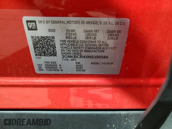 2022 Chevrolet Blazer LT z VIN 3GNKBCR4XNS190584, wystawiony jako Copart lot #71148185 z przebiegiem 38 578 mil mil oraz Szkoda całkowita • Salvage title. Historia ofert i sprzedaży dostępna na DreamBid. Obrazek 13.