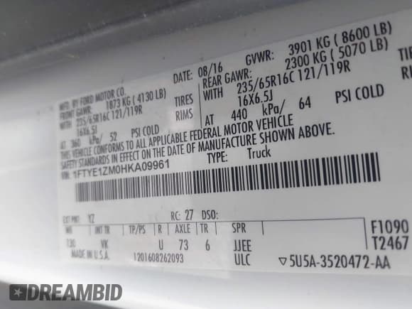 ✅ 2017 Ford Transit • VIN: 1FTYE1ZM0HKA09961 • Lot: 42434479. Wystawiony na IAAI z przebiegiem 51 061 mil. Bezpłatny archiwum sprzedaży aukcyjnych z USA i szczegółowy raport historii pojazdu na DreamBid. Zdjęcie 9.