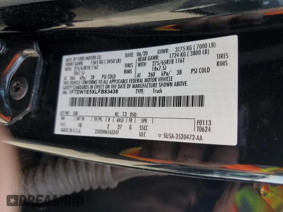 ✅ 2020 Ford F-150 King Ranch • VIN: 1FTEW1E5XLFB83438 • Lot: 69405425. Wystawiony na Copart z przebiegiem 31 041 mil. Bezpłatny archiwum sprzedaży aukcyjnych z USA i szczegółowy raport historii pojazdu na DreamBid. Zdjęcie 12.