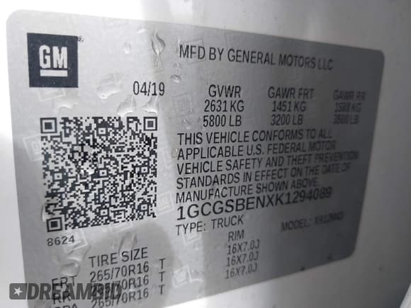 ✅ 2019 Chevrolet Colorado 2WD Work Truck • VIN: 1GCGSBENXK1294089 • Лот: 42512238. Опубликован ранее на IAAI с пробегом 110 648 миль. Бесплатный доступ к архиву аукционных продаж из США и подробный отчёт об истории автомобиля на DreamBid. Изображение 9.