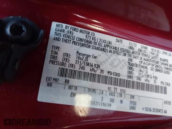 ✅ 2013 Ford Focus SE • VIN: 1FADP3F29DL198501 • Lot: 41208674. Listed on IAAI with 45,509 mi. Free auction sales archive from the USA and detailed vehicle history report at DreamBid. Image 9.