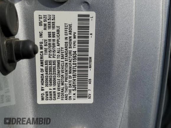 ✅ 2007 Honda Element EX • VIN: 5J6YH18787L015934 • Лот: 76376974. Опубликован ранее на Copart с пробегом 115 206 миль. Бесплатный доступ к архиву аукционных продаж из США и подробный отчёт об истории автомобиля на DreamBid. Изображение 12.