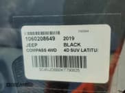 ✅ 2019 Jeep Compass Latitude • VIN: 3C4NJDBB0KT790625 • Lot: 56214235. Listed on Copart with Not provided. Free auction sales archive from the USA and detailed vehicle history report at DreamBid. Image 13.