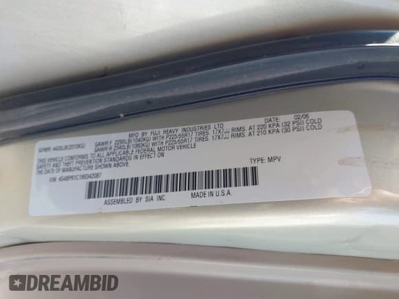 ✅ 2006 Subaru Legacy Outback • VIN: 4S4BP61C166342087 • Lot: 40624379. Wystawiony na IAAI z przebiegiem 184 148 mil. Bezpłatny archiwum sprzedaży aukcyjnych z USA i szczegółowy raport historii pojazdu na DreamBid. Zdjęcie 9.