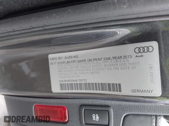 ✅ 2017 Audi A4 • VIN: WAUPNAF49HA176712 • Лот: 41447809. Опубликован ранее на IAAI с пробегом 43 941 миль. Бесплатный доступ к архиву аукционных продаж из США и подробный отчёт об истории автомобиля на DreamBid. Изображение 9.
