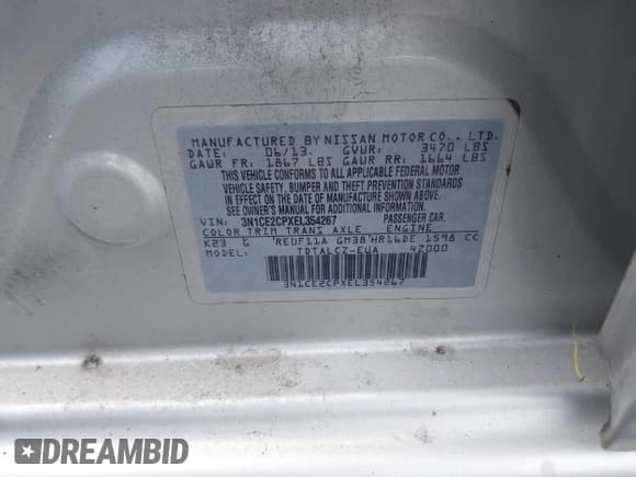 ✅ 2014 Nissan Note S Plus • VIN: 3N1CE2CPXEL354267 • Лот: 42582615. Опубликован ранее на IAAI с пробегом 105 182 миль. Бесплатный доступ к архиву аукционных продаж из США и подробный отчёт об истории автомобиля на DreamBid. Изображение 9.