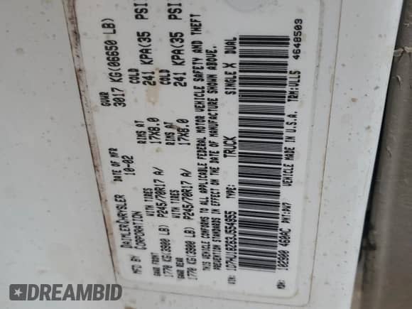 ✅ 2003 Dodge 1500 ST • VIN: 1D7HU18Z63J554955 • Лот: 82993574. Размещён на Copart с пробегом 228 770 миль миль. Получите бесплатный доступ к архиву аукционных продаж из США и посмотрите подробный отчёт об истории автомобиля на DreamBid. Изображение 14.