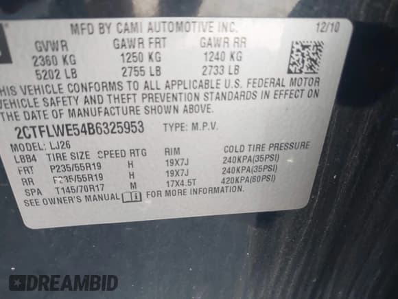 ✅ 2011 GMC Terrain SLT-2 • VIN: 2CTFLWE54B6325953 • Лот: 43044638. Опубликован ранее на IAAI с пробегом 159 401 миль. Бесплатный доступ к архиву аукционных продаж из США и подробный отчёт об истории автомобиля на DreamBid. Изображение 9.