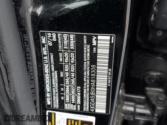 ✅ 2017 Mercedes-Benz GLE 350 • VIN: 4JGDA5JB0HA818308 • Lot: 81541755. Listed on Copart with 93,481 mi. Free auction sales archive from the USA and detailed vehicle history report at DreamBid. Image 13.