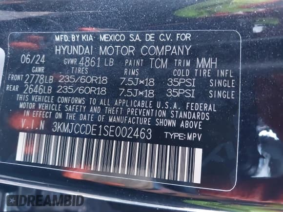 ✅ 2025 Hyundai Tucson SEL Convenience • VIN: 3KMJCCDE1SE002463 • Lot: 43011423. Listed on IAAI with 14,435 mi. Free auction sales archive from the USA and detailed vehicle history report at DreamBid. Image 9.