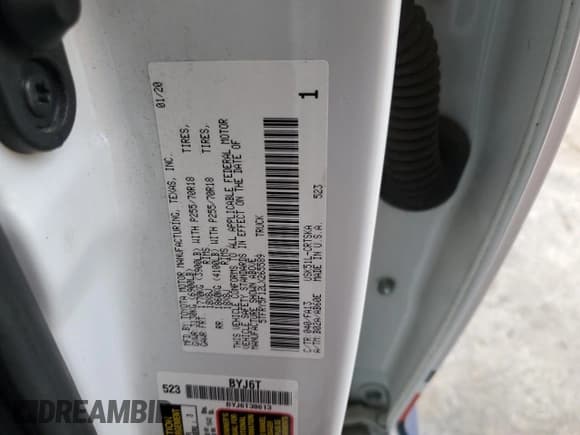 ✅ 2020 Toyota Tundra SR • VIN: 5TFRY5F12LX265589 • Лот: 65021544. Опубликован ранее на Copart с пробегом 81 892 миль. Бесплатный доступ к архиву аукционных продаж из США и подробный отчёт об истории автомобиля на DreamBid. Изображение 12.