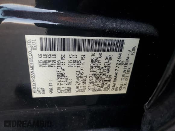 ✅ 2021 Nissan Rogue SV • VIN: 5N1AT3BA6MC772294 • Лот: 92646905. Опубликован ранее на Copart с пробегом 355 393 миль. Бесплатный доступ к архиву аукционных продаж из США и подробный отчёт об истории автомобиля на DreamBid. Изображение 13.