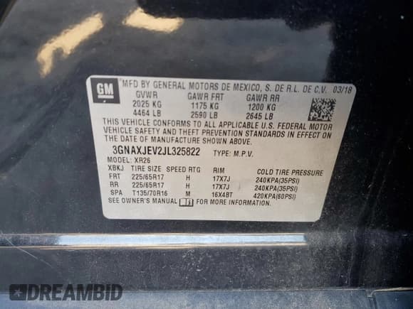 ✅ 2018 Chevrolet Equinox LT • VIN: 3GNAXJEV2JL325822 • Lot: 83934715. Listed on Copart with 88,026 mi. Free auction sales archive from the USA and detailed vehicle history report at DreamBid. Image 14.