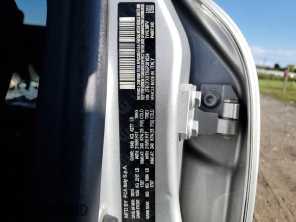 ✅ 2016 FIAT 500X Easy • VIN: ZFBCFXBT8GP381824 • Lot: 71881325. Listed on Copart with 123,903 mi. Free auction sales archive from the USA and detailed vehicle history report at DreamBid. Image 13.