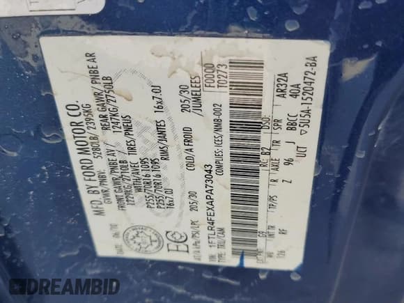 ✅ 2010 Ford Ranger XLT • VIN: 1FTLR4FEXAPA73043 • Lot: 69203325. Listed on Copart with 156,107 mi. Free auction sales archive from the USA and detailed vehicle history report at DreamBid. Image 12.