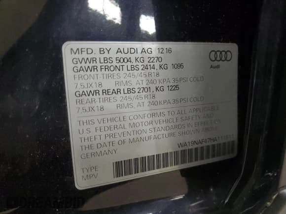 ✅ 2017 Audi allroad A4 Prestige • VIN: WA19NAF47HA111511 • Лот: 91208215. Опубликован ранее на Copart с пробегом 197 398 миль. Бесплатный доступ к архиву аукционных продаж из США и подробный отчёт об истории автомобиля на DreamBid. Изображение 13.