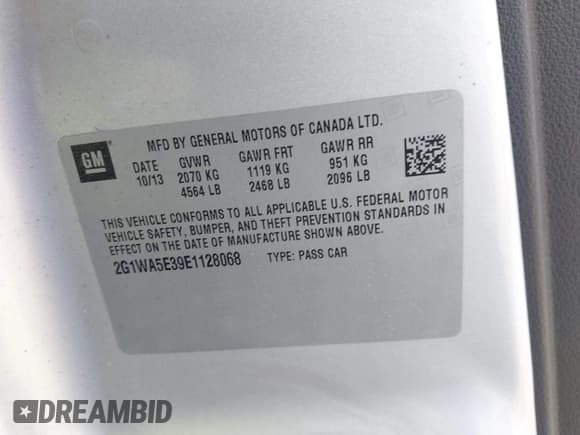 ✅ 2014 Chevrolet Impala LS • VIN: 2G1WA5E39E1128068 • Lot: 42521329. Listed on IAAI with 229,730 mi. Free auction sales archive from the USA and detailed vehicle history report at DreamBid. Image 9.