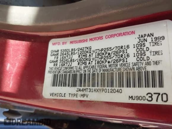 ✅ 2000 Mitsubishi Montero Sport LS • VIN: JA4MT31HXYP012040 • Lot: 43002994. Listed on IAAI with 219,710 mi. Free auction sales archive from the USA and detailed vehicle history report at DreamBid. Image 9.