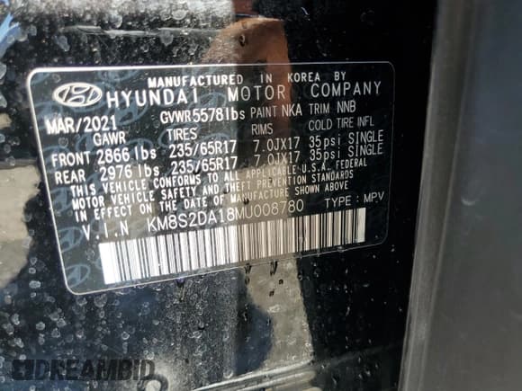 ✅ 2021 Hyundai Santa Fe Blue • VIN: KM8S2DA18MU008780 • Lot: 57113624. Wystawiony na Copart z przebiegiem 36 420 mil. Bezpłatny archiwum sprzedaży aukcyjnych z USA i szczegółowy raport historii pojazdu na DreamBid. Zdjęcie 13.