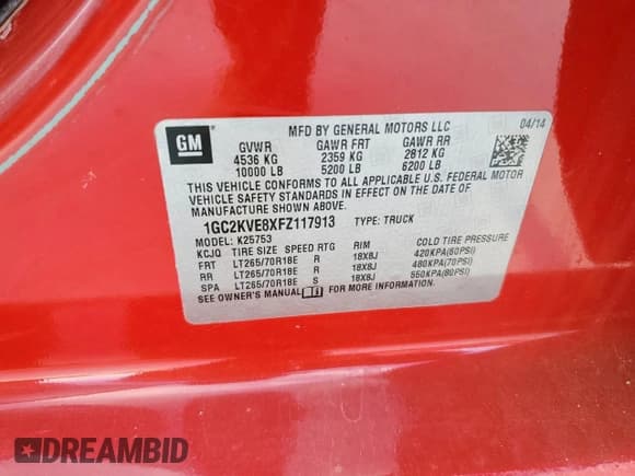 ✅ 2015 Chevrolet Silverado 2500HD LT • VIN: 1GC2KVE8XFZ117913 • Лот: 69125855. Опубликован ранее на Copart с пробегом 381 021 миль. Бесплатный доступ к архиву аукционных продаж из США и подробный отчёт об истории автомобиля на DreamBid. Изображение 12.