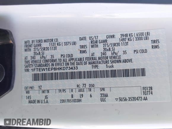 ✅ 2017 Ford F-150 XLT • VIN: 1FTEW1EP8HKD73433 • Lot: 43603395. Wystawiony na IAAI z przebiegiem 70 181 mil. Bezpłatny archiwum sprzedaży aukcyjnych z USA i szczegółowy raport historii pojazdu na DreamBid. Zdjęcie 9.