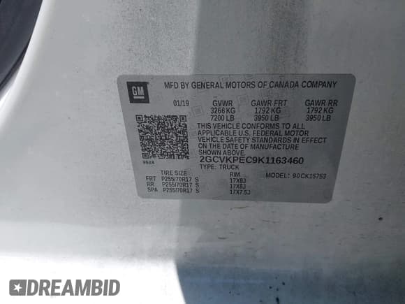 ✅ 2019 Chevrolet Silverado 1500 LT • VIN: 2GCVKPEC9K1163460 • Lot: 42544560. Wystawiony na IAAI z przebiegiem 63 329 mil. Bezpłatny archiwum sprzedaży aukcyjnych z USA i szczegółowy raport historii pojazdu na DreamBid. Zdjęcie 9.