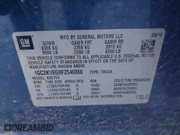 ✅ 2015 Chevrolet Silverado 2500HD LT • VIN: 1GC2KVEG8FZ549360 • Lot: 41497647. Wystawiony na IAAI z przebiegiem 142 379 mil. Bezpłatny archiwum sprzedaży aukcyjnych z USA i szczegółowy raport historii pojazdu na DreamBid. Zdjęcie 9.