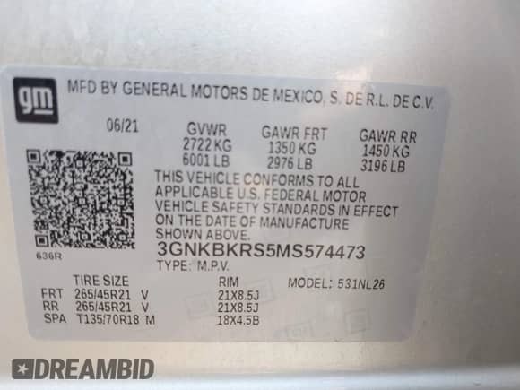 2021 Chevrolet Blazer RS с VIN 3GNKBKRS5MS574473, выставлен на аукционе IAAI как лот 42888076 с пробегом 43 439 миль миль и . История ставок и продаж доступна на DreamBid. Изображение 9.