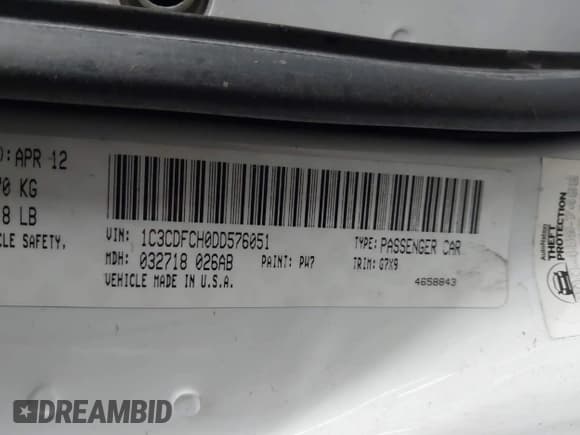 ✅ 2013 Dodge Dart Limited • VIN: 1C3CDFCH0DD576051 • Лот: 43759207. Опубликован ранее на IAAI с пробегом 156 331 миль. Бесплатный доступ к архиву аукционных продаж из США и подробный отчёт об истории автомобиля на DreamBid. Изображение 9.