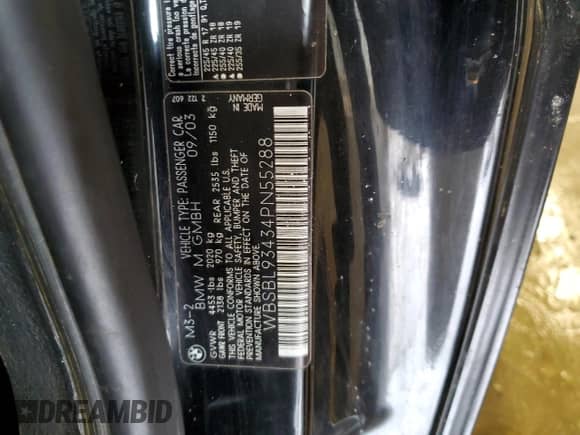 2004 BMW 3 Series M3 с VIN WBSBL93434PN55288, выставлен на аукционе Copart как лот 77875824 с пробегом 119 033 миль миль и Чистый • Clean title. История ставок и продаж доступна на DreamBid. Изображение 12.