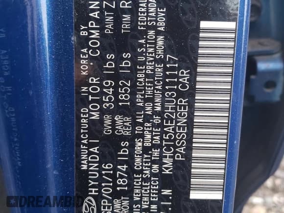 ✅ 2017 Hyundai Accent SE • VIN: KMHCT5AE2HU311117 • Лот: 71591664. Опубликован ранее на Copart с пробегом 82 485 миль. Бесплатный доступ к архиву аукционных продаж из США и подробный отчёт об истории автомобиля на DreamBid. Изображение 14.