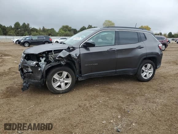 ✅ 2022 Jeep Compass Latitude • VIN: 3C4NJDBB8NT153681 • Lot: 86448755. Listed on Copart with 45,535 mi. Free auction sales archive from the USA and detailed vehicle history report at DreamBid. Image 1.
